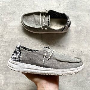 Hey Dude Wendy Youth Chambray Onyx Gray Slip On Shoes Kids Youth 1